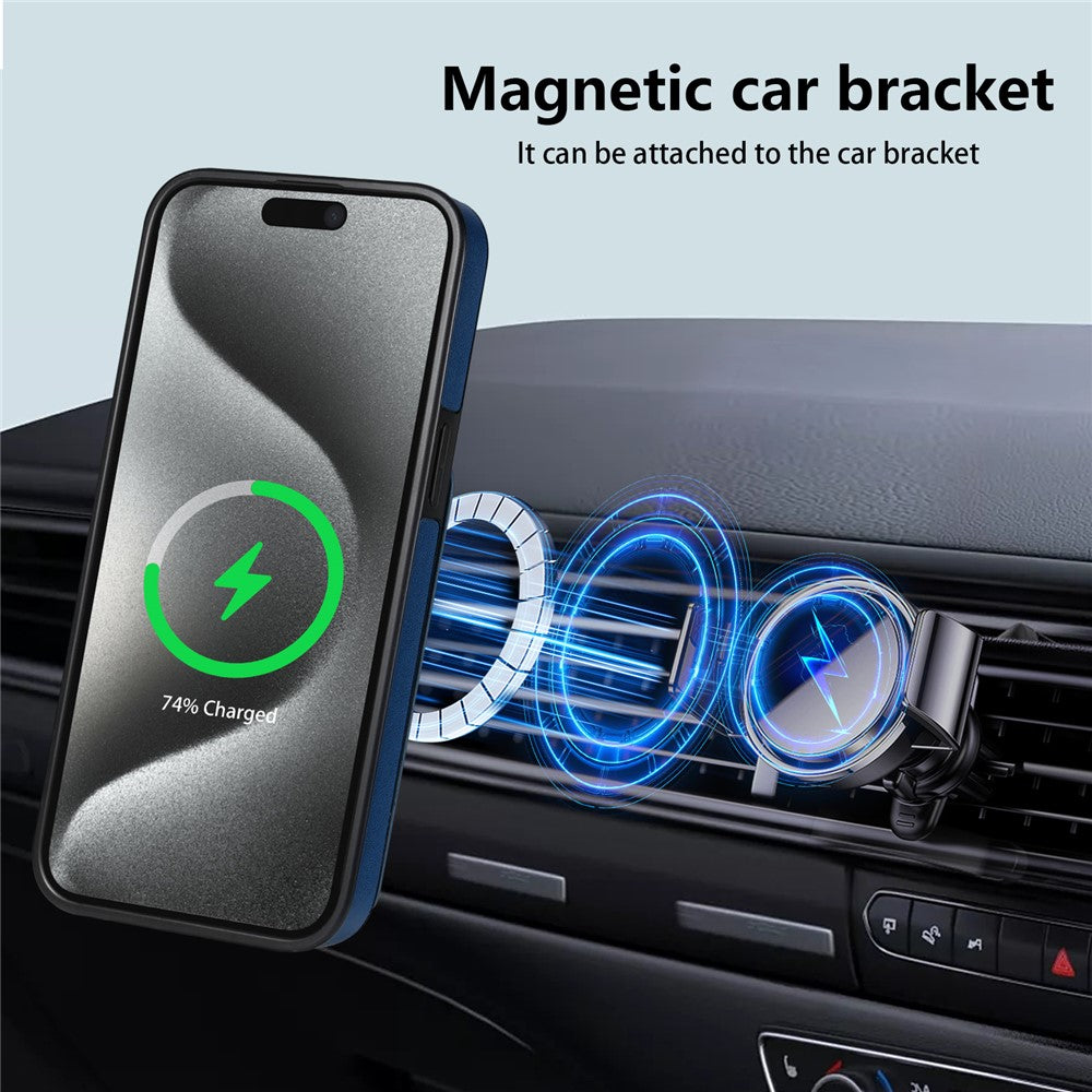 For iPhone 14 Pro Case Compatible with MagSafe Detachable Card Holder Kickstand Leather Phone Back Cover