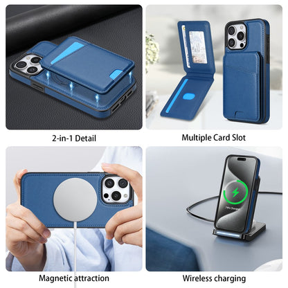 For iPhone 14 Pro Case Compatible with MagSafe Detachable Card Holder Kickstand Leather Phone Back Cover