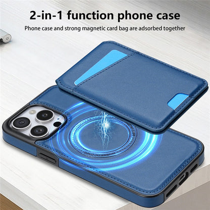 For iPhone 14 Pro Case Compatible with MagSafe Detachable Card Holder Kickstand Leather Phone Back Cover