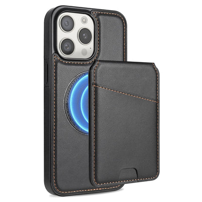 For iPhone 14 Pro Case Compatible with MagSafe Detachable Card Holder Kickstand Leather Phone Back Cover