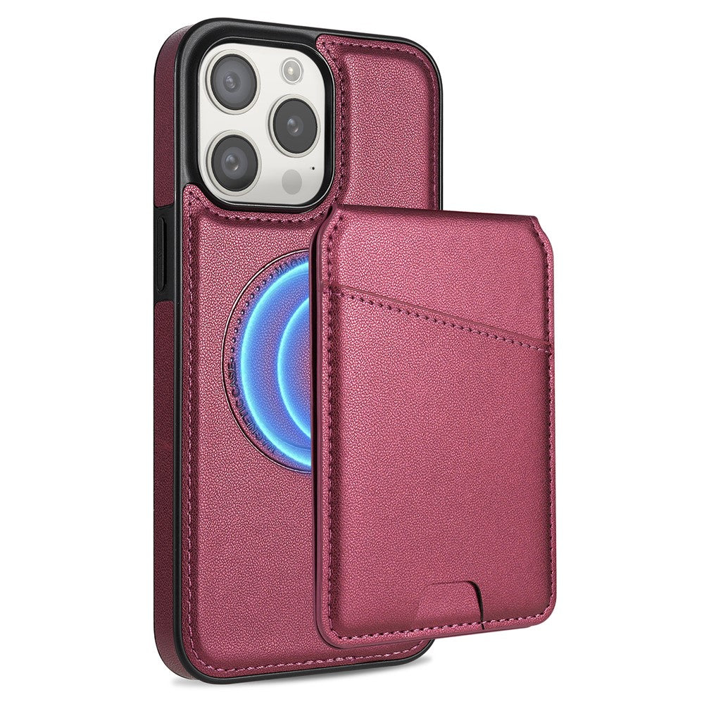 For iPhone 14 Pro Case Compatible with MagSafe Detachable Card Holder Kickstand Leather Phone Back Cover