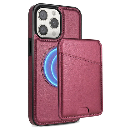 For iPhone 14 Pro Case Compatible with MagSafe Detachable Card Holder Kickstand Leather Phone Back Cover