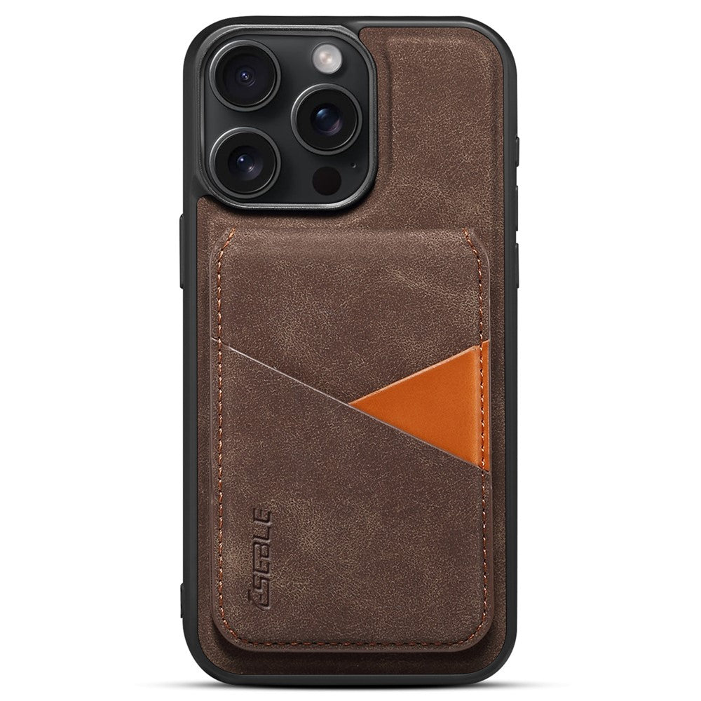 ESEBLE E2 For iPhone 14 Pro Magnetic Case RFID Blocking Retro Leather Back Cover with Detachable Card Holder