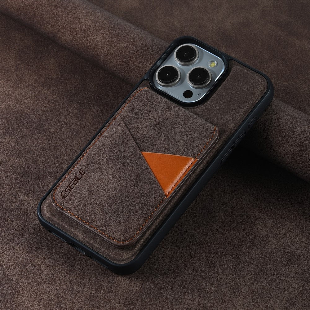 ESEBLE E2 For iPhone 14 Pro Magnetic Case RFID Blocking Retro Leather Back Cover with Detachable Card Holder