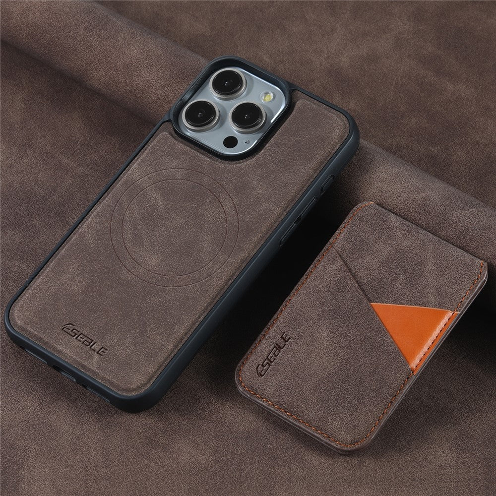 ESEBLE E2 For iPhone 14 Pro Magnetic Case RFID Blocking Retro Leather Back Cover with Detachable Card Holder