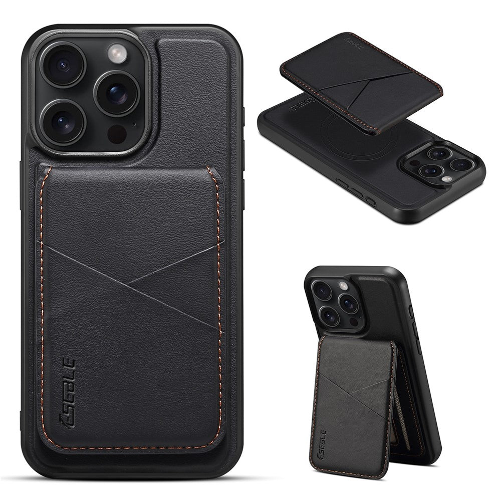 ESEBLE E3 For iPhone 14 Pro Magnetic Case with Detachable Card Holder Leather + TPU RFID Blocking Phone Cover