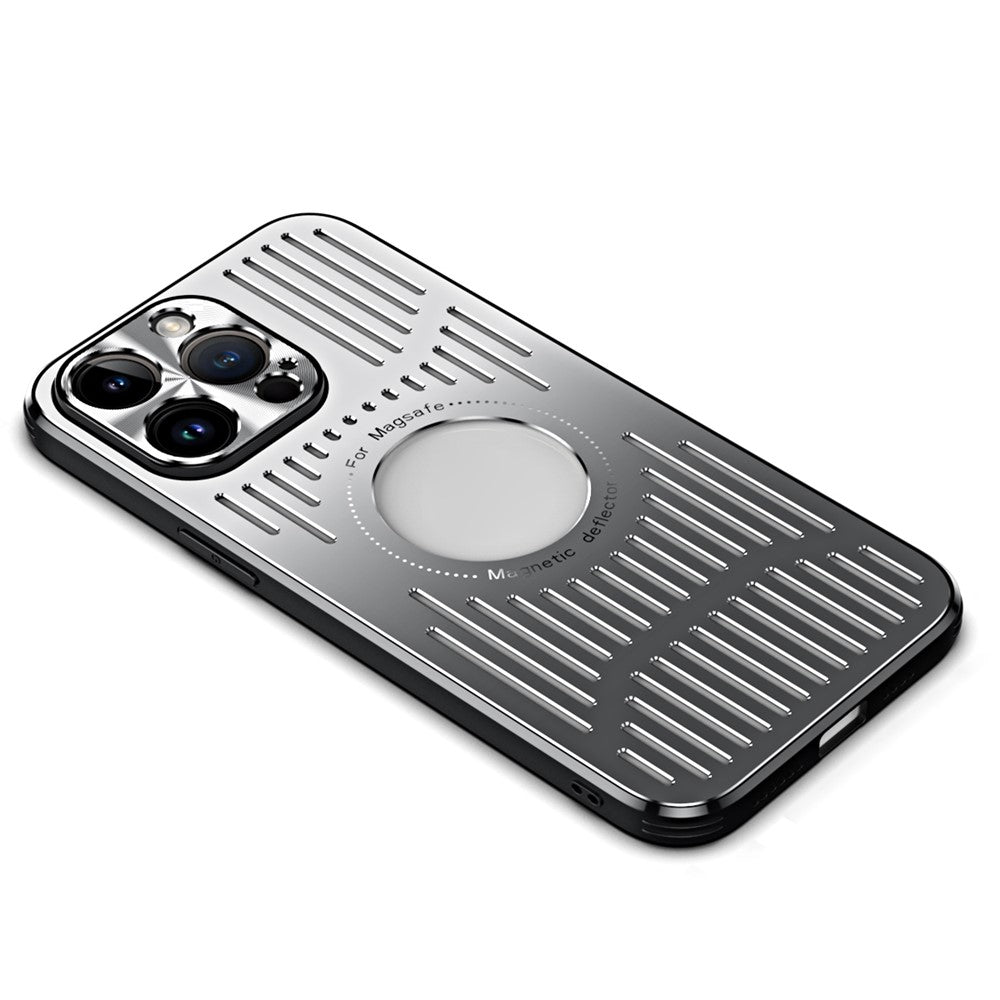 Magnetic Case for iPhone 14 Pro Max Back Hollow Heat Dissipation Phone Case TPU+Metal Phone Cover