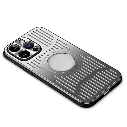 Magnetic Case for iPhone 14 Pro Max Back Hollow Heat Dissipation Phone Case TPU+Metal Phone Cover