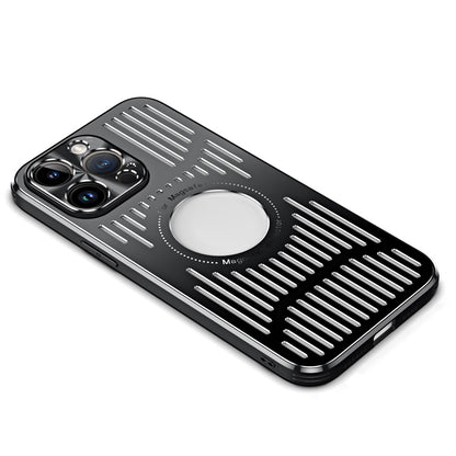 Magnetic Case for iPhone 14 Pro Max Back Hollow Heat Dissipation Phone Case TPU+Metal Phone Cover