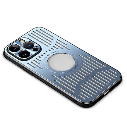 Magnetic Case for iPhone 14 Pro Max Back Hollow Heat Dissipation Phone Case TPU+Metal Phone Cover