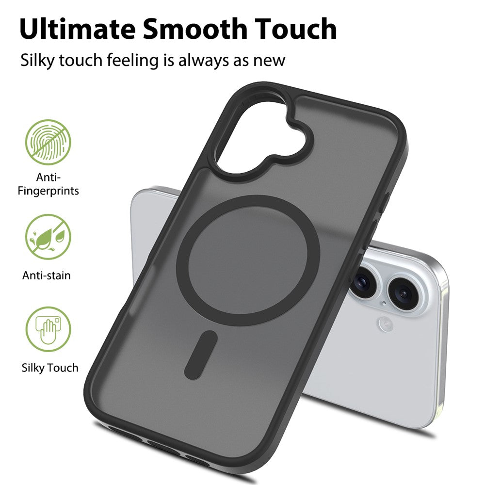 For iPhone 16 Compatible with MagSafe TPU Frame Acrylic Back Phone Cover Skin Touch