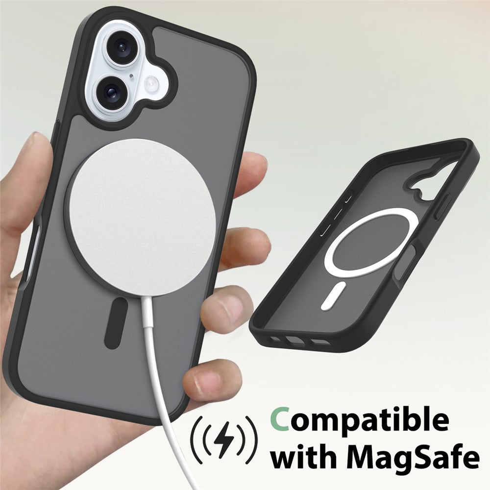 For iPhone 16 Compatible with MagSafe TPU Frame Acrylic Back Phone Cover Skin Touch