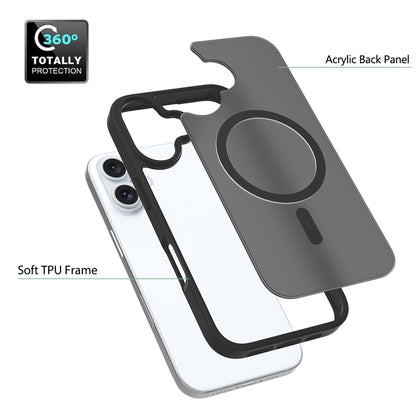 For iPhone 16 Compatible with MagSafe TPU Frame Acrylic Back Phone Cover Skin Touch
