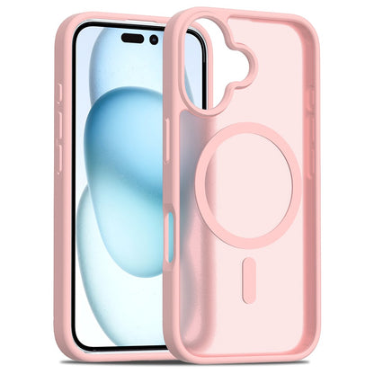 For iPhone 16 Compatible with MagSafe TPU Frame Acrylic Back Phone Cover Skin Touch