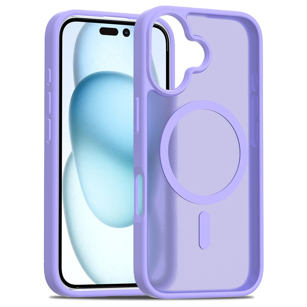 For iPhone 16 Compatible with MagSafe TPU Frame Acrylic Back Phone Cover Skin Touch