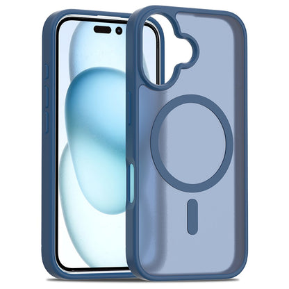 For iPhone 16 Compatible with MagSafe TPU Frame Acrylic Back Phone Cover Skin Touch