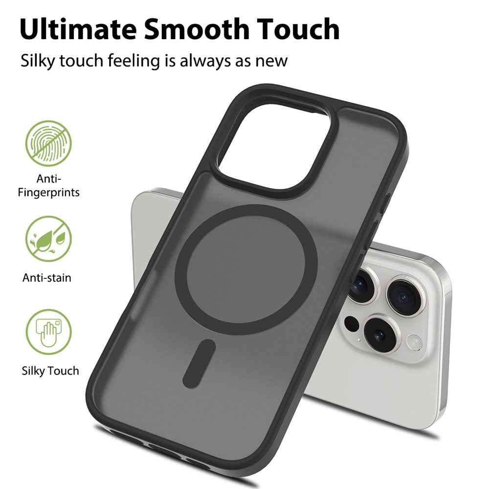 For iPhone 16 Pro Compatible with MagSafe TPU Frame Acrylic Back Phone Cover Skin Touch