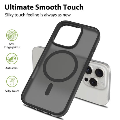 For iPhone 16 Pro Compatible with MagSafe TPU Frame Acrylic Back Phone Cover Skin Touch