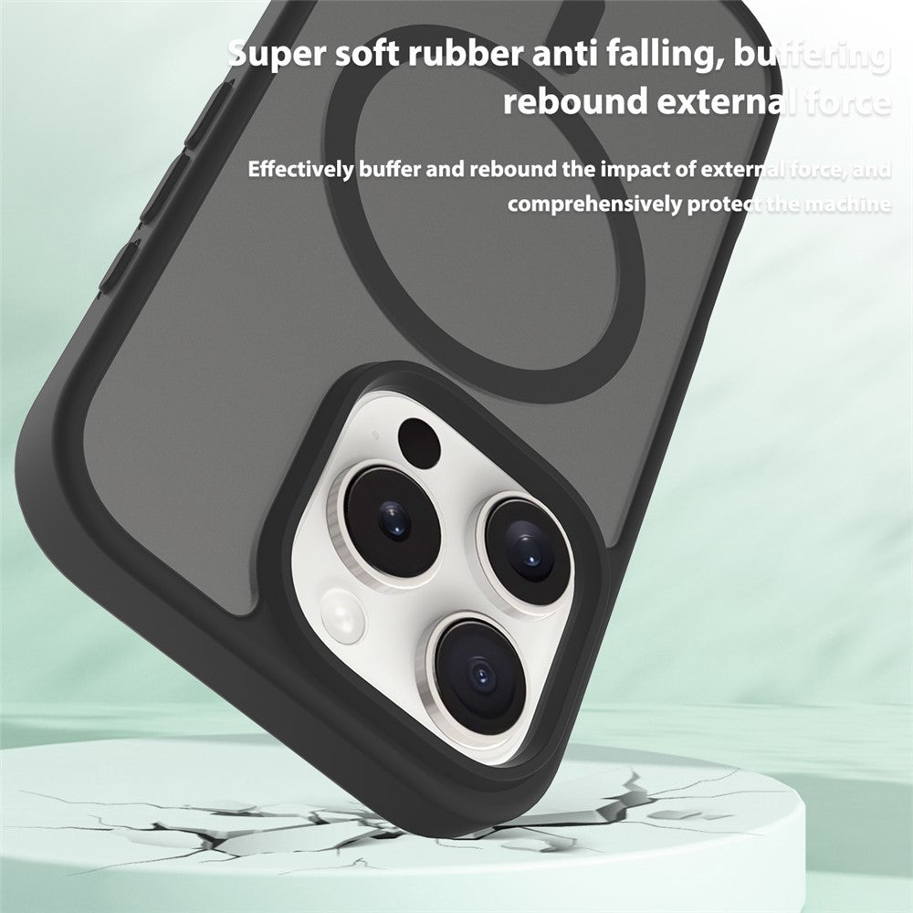 For iPhone 16 Pro Compatible with MagSafe TPU Frame Acrylic Back Phone Cover Skin Touch