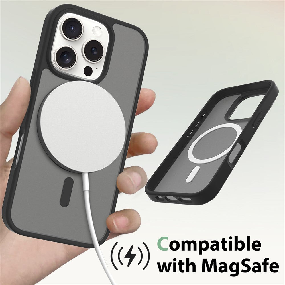 For iPhone 16 Pro Compatible with MagSafe TPU Frame Acrylic Back Phone Cover Skin Touch