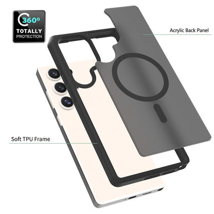 For Samsung Galaxy S25 Ultra Magnetic Case TPU Frame Acrylic Back Phone Cover Skin Touch
