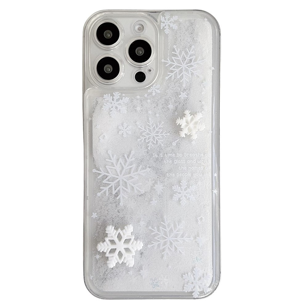 For iPhone 14 Pro Case Snowflake Style Liquid Quicksand TPU Protective Cover