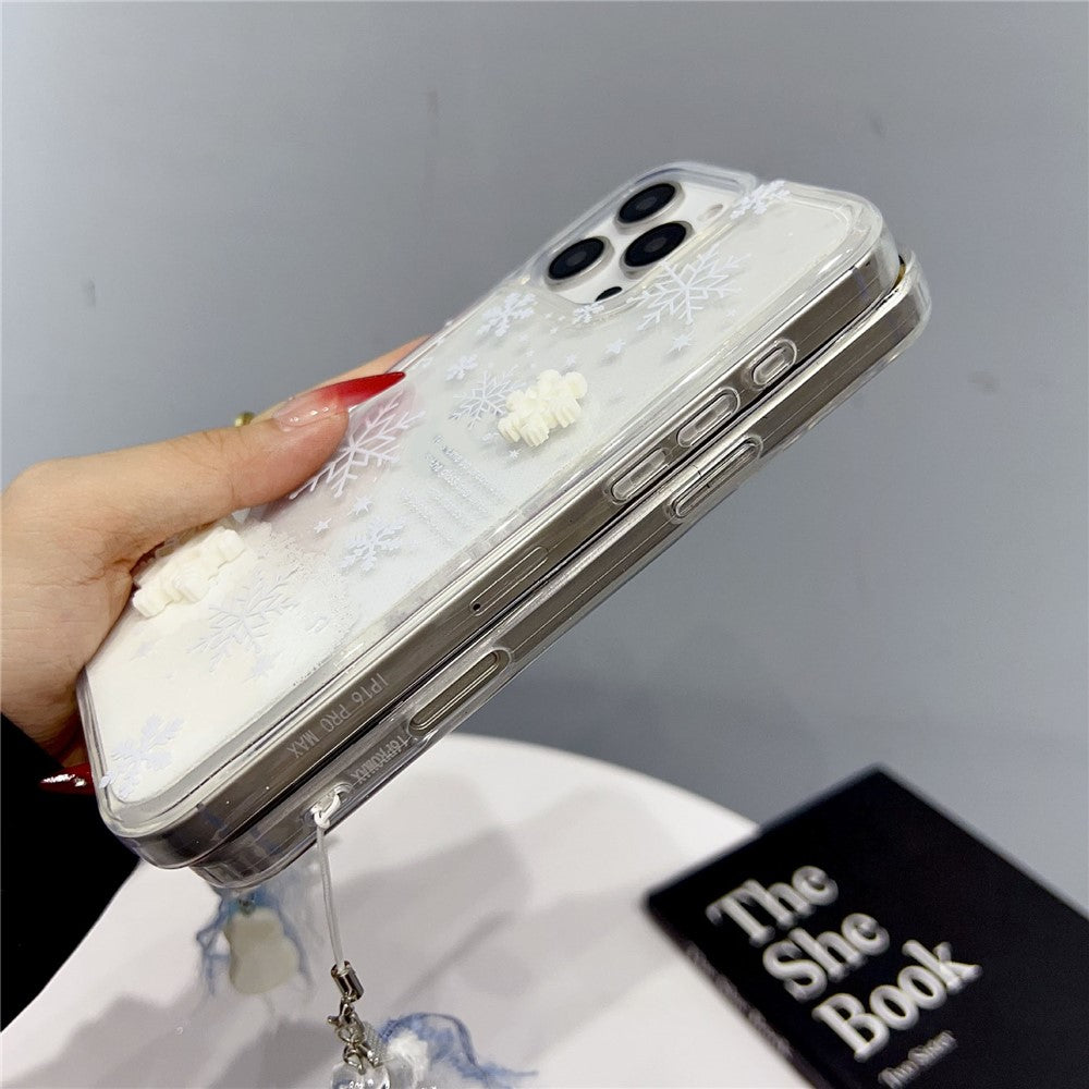 For iPhone 14 Pro Case Snowflake Style Liquid Quicksand TPU Protective Cover