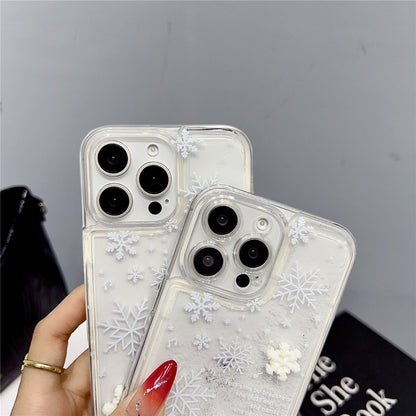 For iPhone 14 Pro Case Snowflake Style Liquid Quicksand TPU Protective Cover