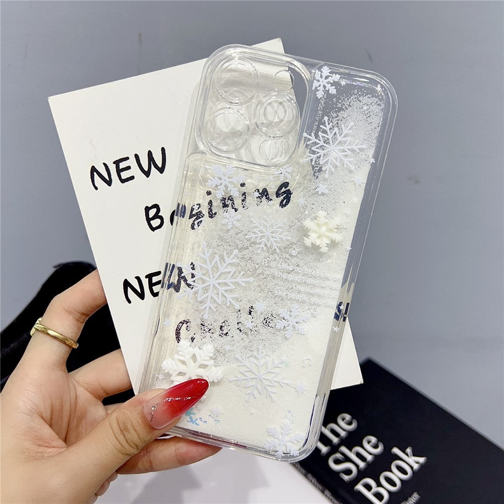 For iPhone 14 Pro Case Snowflake Style Liquid Quicksand TPU Protective Cover