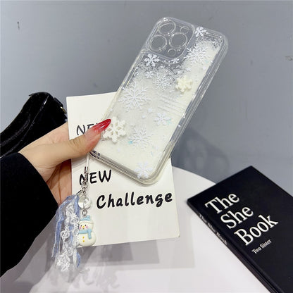 For iPhone 14 Pro Case Snowflake Style Liquid Quicksand TPU Protective Cover
