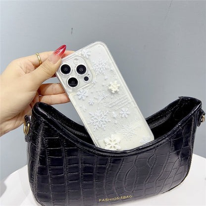 For iPhone 14 Pro Case Snowflake Style Liquid Quicksand TPU Protective Cover
