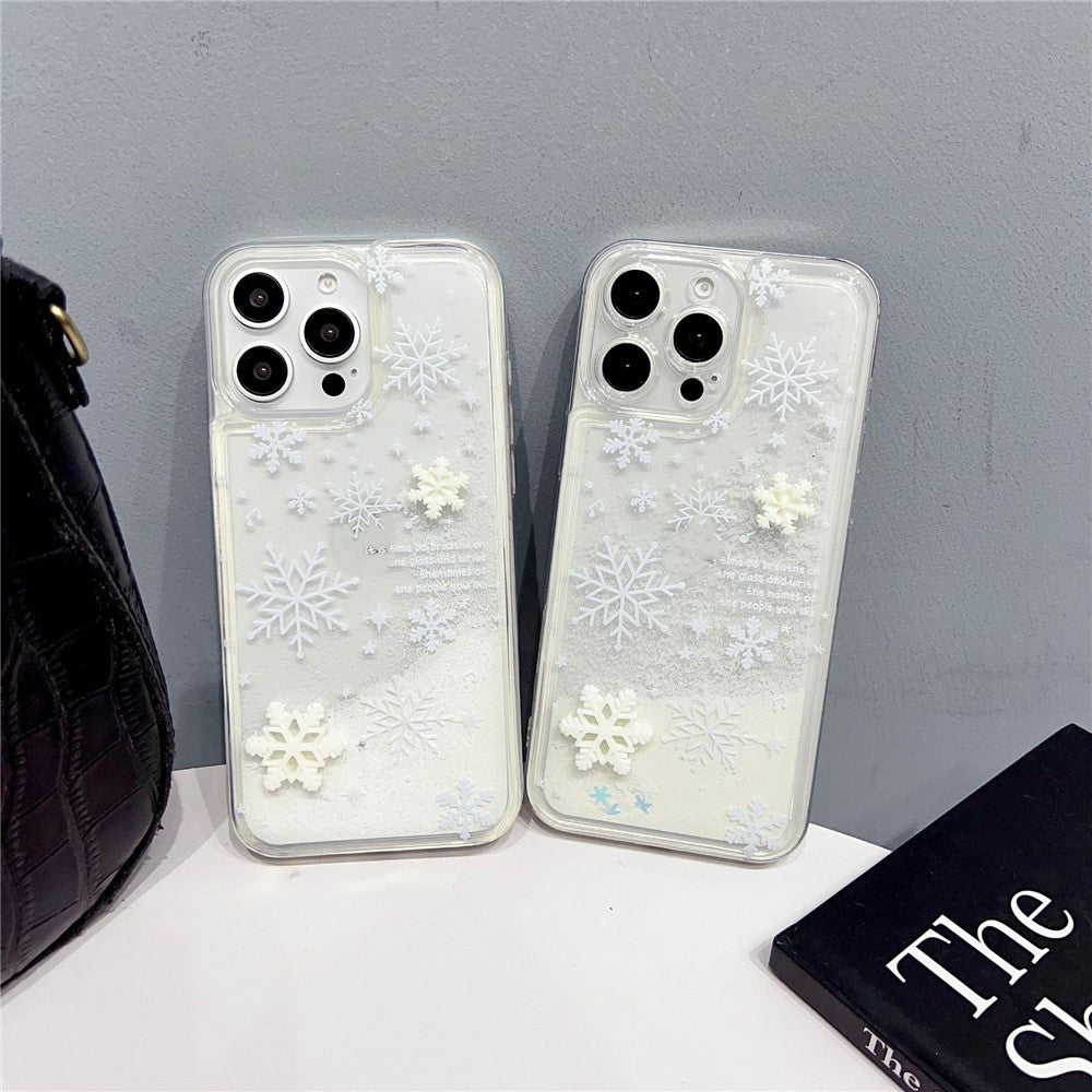 For iPhone 14 Pro Case Snowflake Style Liquid Quicksand TPU Protective Cover