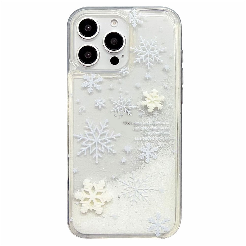For iPhone 14 Pro Case Snowflake Style Liquid Quicksand TPU Protective Cover