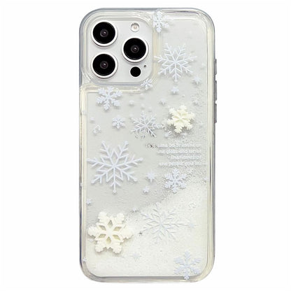 For iPhone 14 Pro Case Snowflake Style Liquid Quicksand TPU Protective Cover