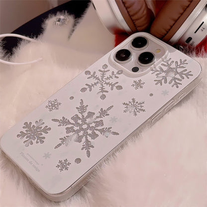 For iPhone 14 Pro Case Glitter Snowflake Pattern TPU Phone Cover