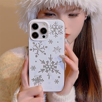 For iPhone 14 Pro Case Glitter Snowflake Pattern TPU Phone Cover