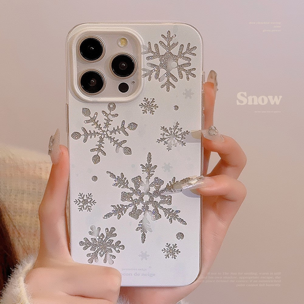 For iPhone 14 Pro Case Glitter Snowflake Pattern TPU Phone Cover