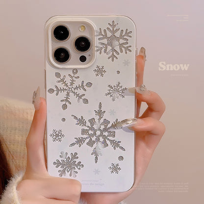 For iPhone 14 Pro Case Glitter Snowflake Pattern TPU Phone Cover