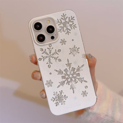 For iPhone 14 Pro Case Glitter Snowflake Pattern TPU Phone Cover
