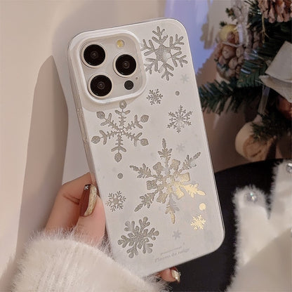 For iPhone 14 Pro Case Glitter Snowflake Pattern TPU Phone Cover