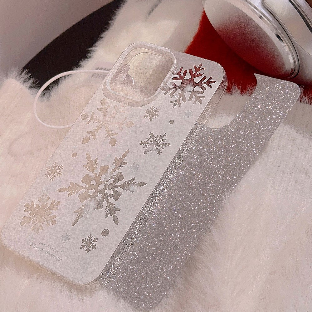 For iPhone 14 Pro Case Glitter Snowflake Pattern TPU Phone Cover