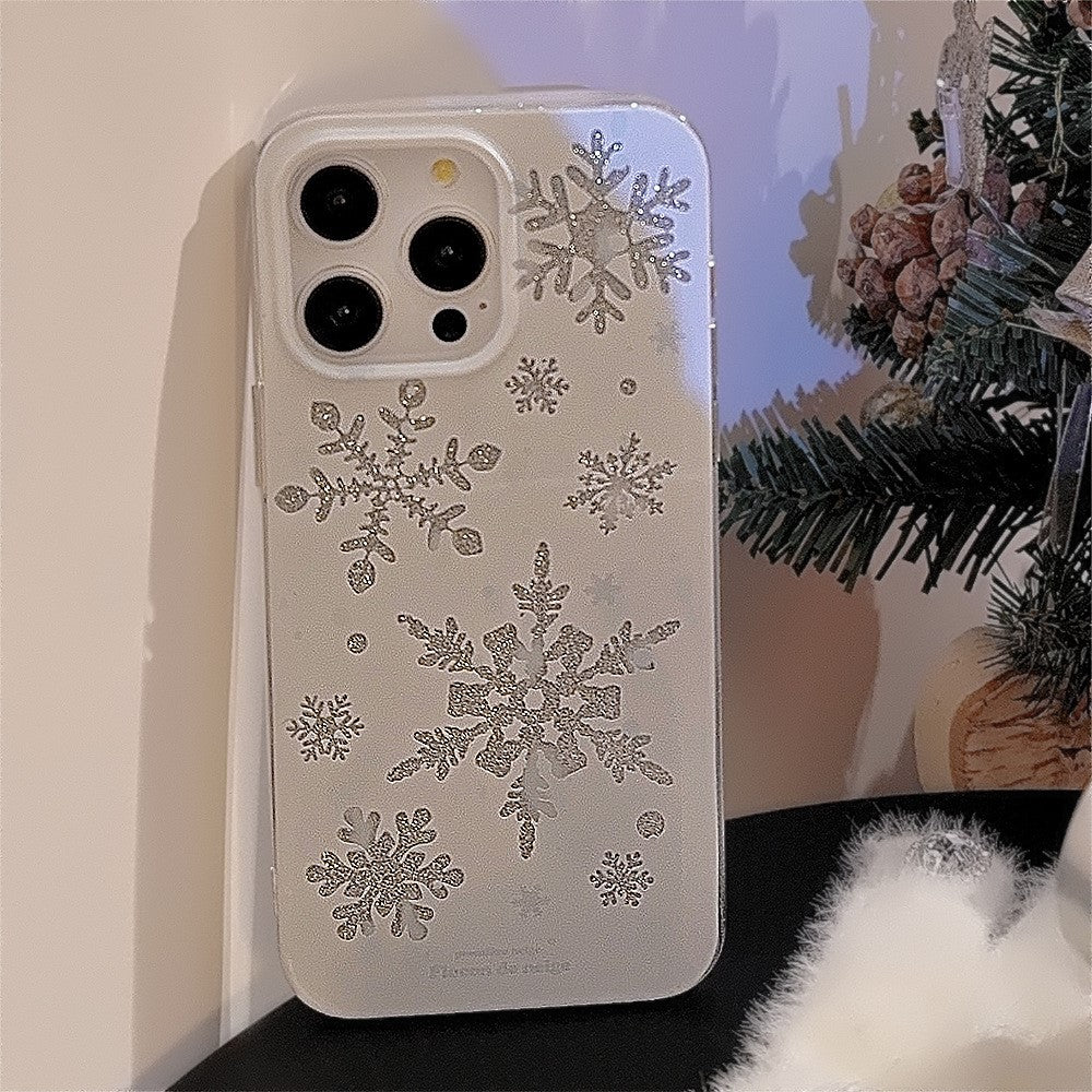 For iPhone 14 Pro Case Glitter Snowflake Pattern TPU Phone Cover