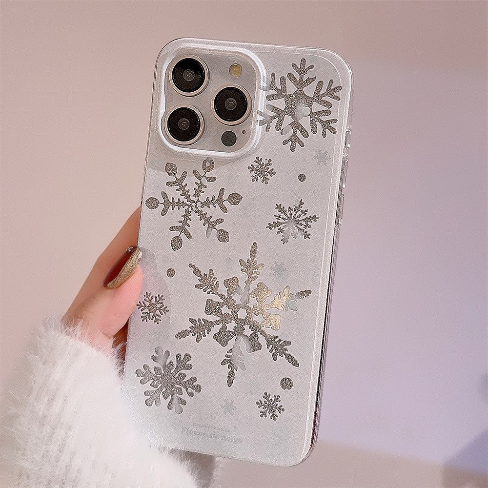 For iPhone 14 Pro Case Glitter Snowflake Pattern TPU Phone Cover