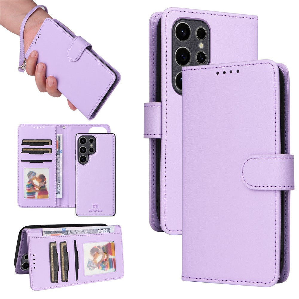For Samsung Galaxy S25 Ultra Magnetic Case BETOPNICE Detachable PU Leather Phone Cover with Strap