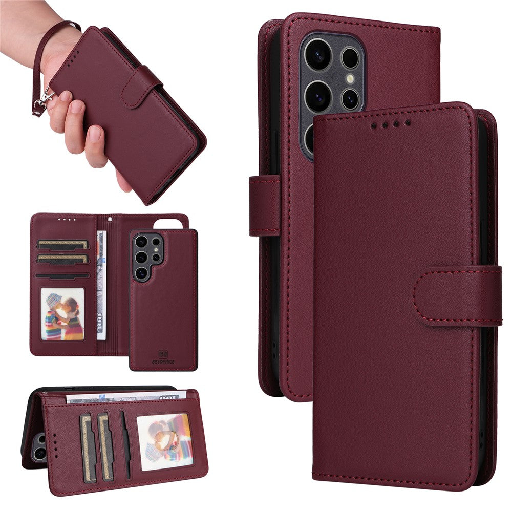 For Samsung Galaxy S25 Ultra Magnetic Case BETOPNICE Detachable PU Leather Phone Cover with Strap