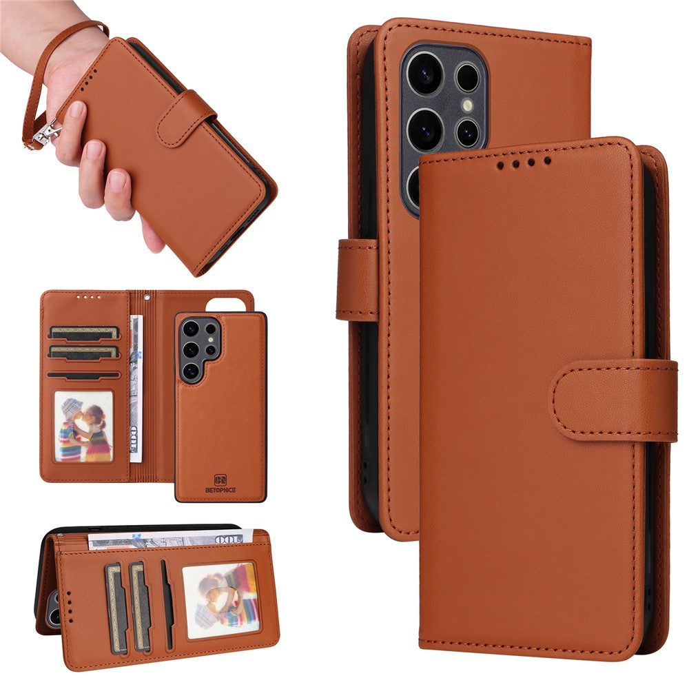 For Samsung Galaxy S25 Ultra Magnetic Case BETOPNICE Detachable PU Leather Phone Cover with Strap