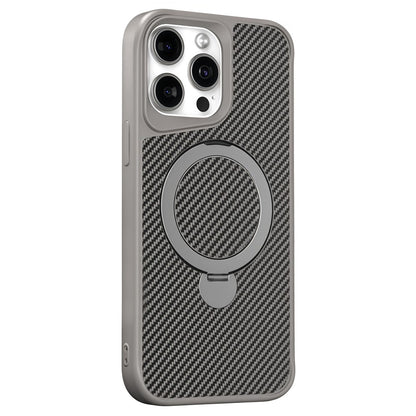 For iPhone 14 Pro Phone Case with Magnetic Kickstand TPU + PC Carbon Fiber Back Cover