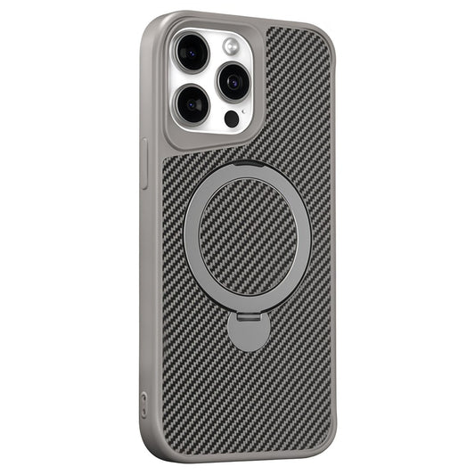 For iPhone 14 Pro Phone Case with Magnetic Kickstand TPU + PC Carbon Fiber Back Cover