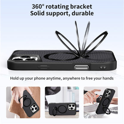 For iPhone 14 Pro Phone Case with Magnetic Kickstand TPU + PC Carbon Fiber Back Cover