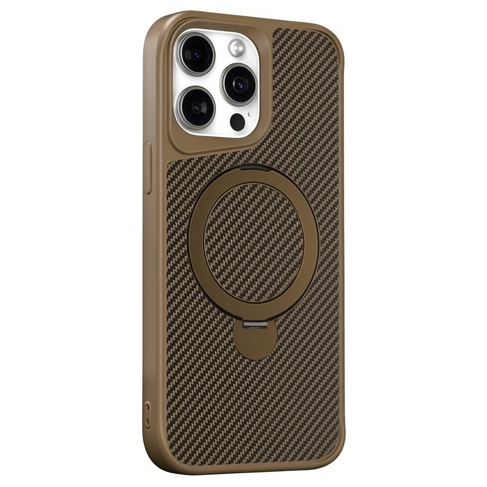 For iPhone 14 Pro Phone Case with Magnetic Kickstand TPU + PC Carbon Fiber Back Cover